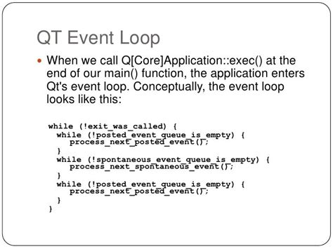 qt event loop example|Understanding Qt's Event Loop and Signals/Slots.